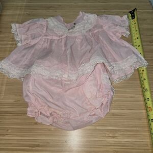 Pink Baby Dress with Lace Trim